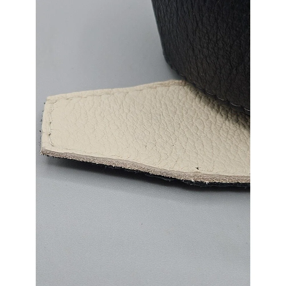 Crescent Reversible Black Tan Soft Leather Belt Size 35 Hand Made In USA 1.75
